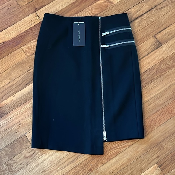 New ZARA Midi Zipper Skirt Black Medium - Picture 2 of 7